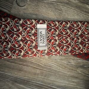 Versace Red and Cream Swirl Design Tie